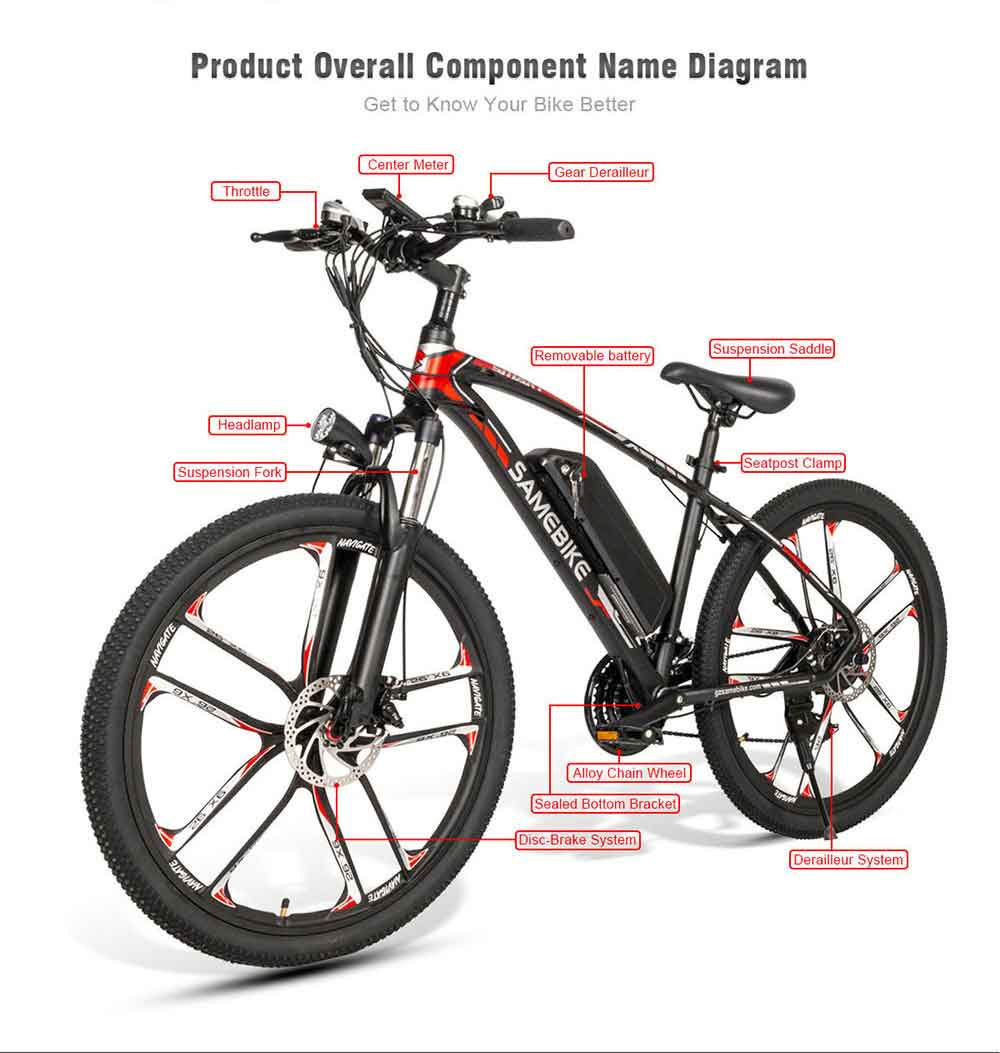 Rymic Electric Bike for Adults, Adjustable 250/350W Motor 26'' Electric Bicycle with Removable 48V Lithium Battery for Adults, 21 Speed Shifter Electric Bicycle Handle LCD Meter Magnesium Alloy Wheel( Approximate delivery 45 days)