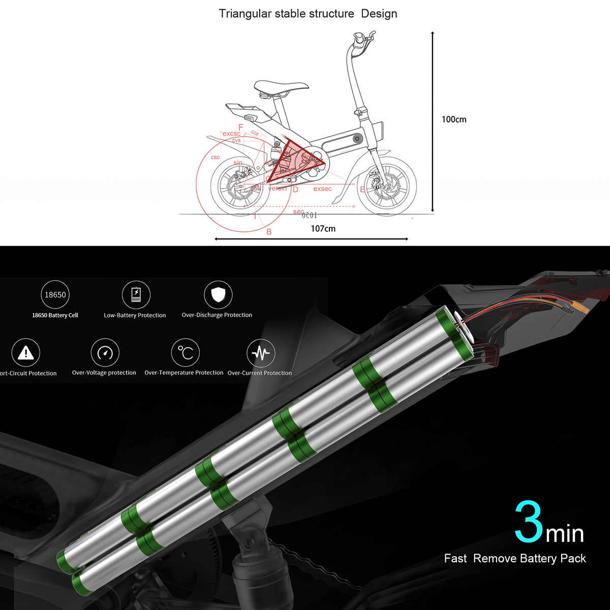 Portable Folding 14INCH Electric Bike 350W Motor Max 25km/H 6.4Ah Battery