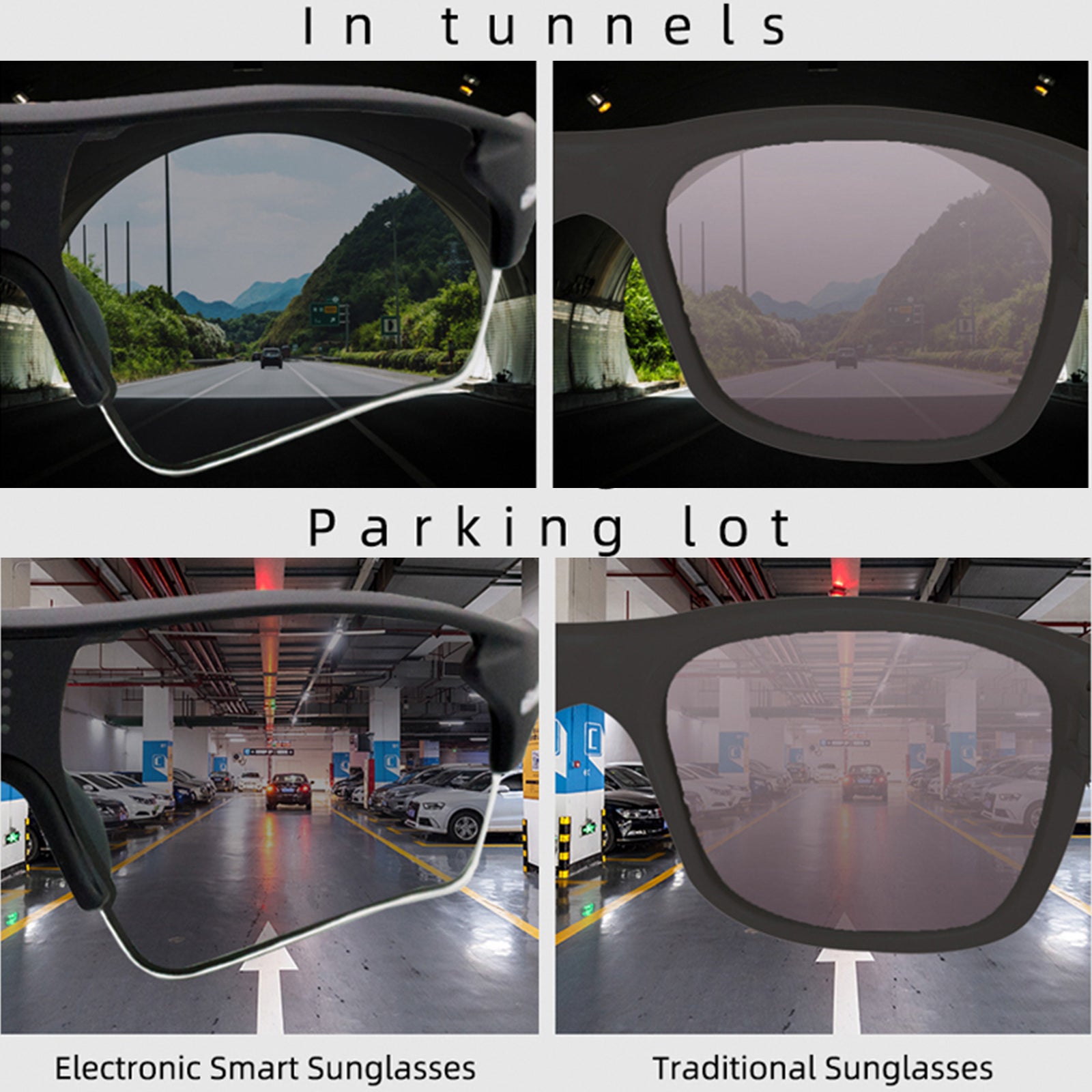 TOPO Smart LCD Tinting Sunglasses Automatic Dimming Function Premium wayfarers packed with tech and breakthrough lens technology