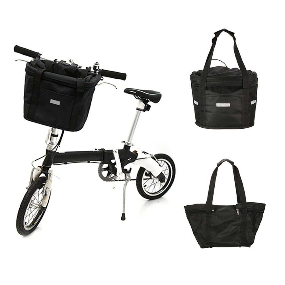 Bicycle Front Basket Removable Waterproof Bike Handlebar Basket Pet Carrier Bag